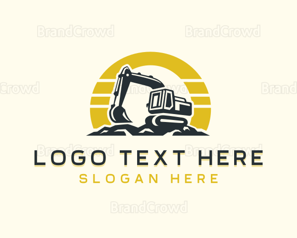 Excavator Mining Heavy Equipment Logo