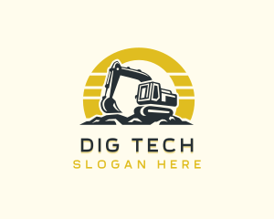 Excavator Mining Heavy Equipment logo design