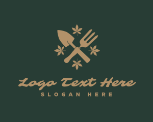 Leaf - Gardening Trowel Fork logo design