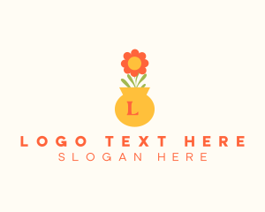 Full-bloom - Flower Pot Lettermark logo design