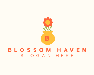 Flowering - Flower Pot Lettermark logo design