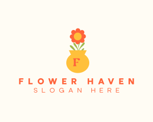 Flower Pot Lettermark logo design