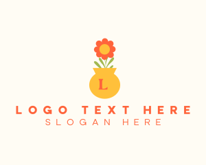 Flowering - Flower Pot Lettermark logo design