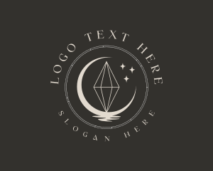 High End - Crystal Diamond Moon logo design