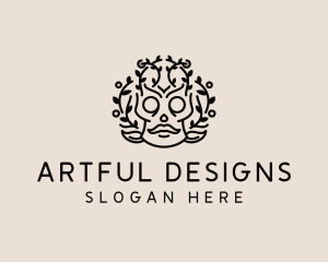 Tribal Festive Skull  logo design