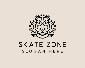 Skate - Tribal Festive Skull logo design