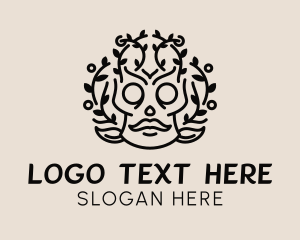 Skate - Tribal Festive Skull logo design