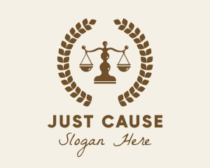 Justice - Justice Scale Laurel Leaf logo design