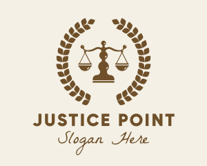 Judiciary - Justice Scale Laurel Leaf logo design