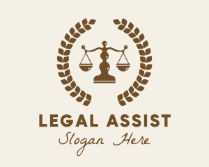 Paralegal - Justice Scale Laurel Leaf logo design