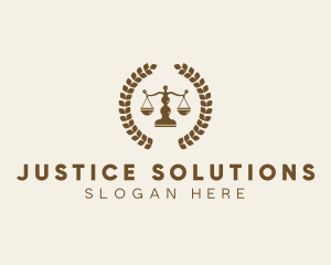 Judicial - Justice Scale Laurel Leaf logo design