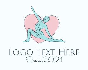 Stretching - Woman Yoga Love Heart logo design