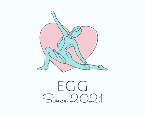 Woman Yoga Love Heart logo design