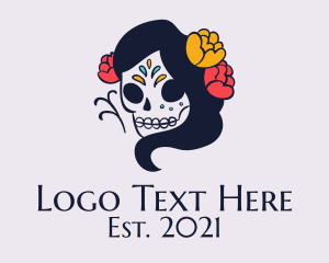 Corps - Decorative Lady Skull logo design