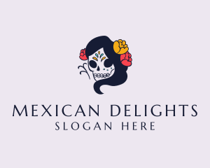 Decorative Lady Skull logo design