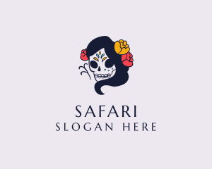 Festival - Decorative Lady Skull logo design