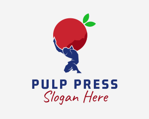 Pulp - Fruit Apple Atlas Man logo design