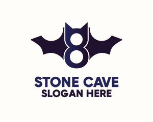 Cave - Blue Bat Number 8 logo design