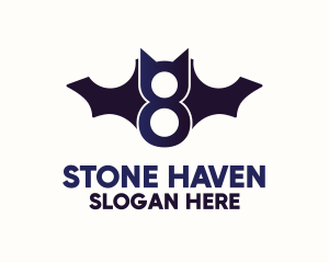 Cave - Blue Bat Number 8 logo design