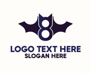 Cave - Blue Bat Number 8 logo design