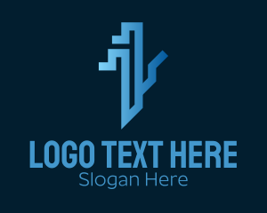 Stairway - Blue Abstract Construction logo design