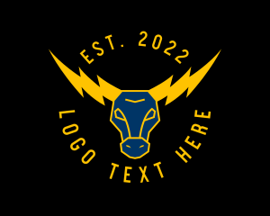 Buffalo - Lightning Bull Horns logo design