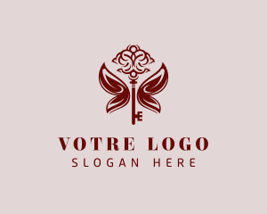 High End - Red Key Butterfly logo design