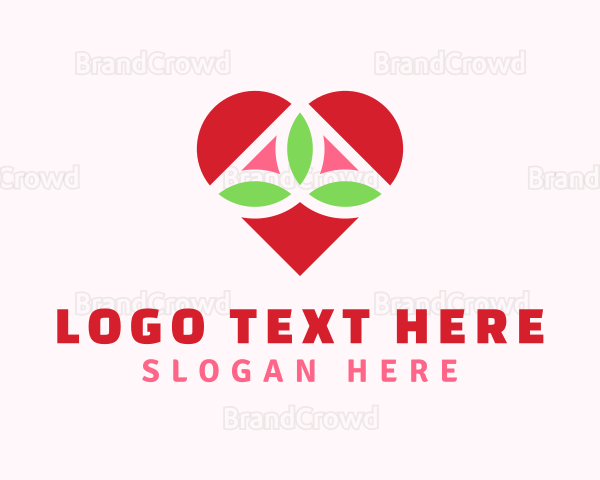 Heart Eco Leaf Nature Logo