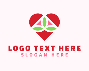 Online Dating - Heart Eco Leaf Nature logo design