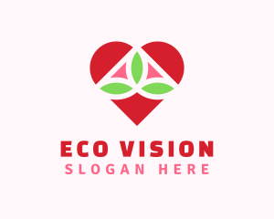 Heart Eco Leaf Nature logo design