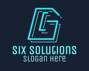 Six - Neon Retro Gaming Number 6 logo design