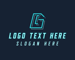 Gamer - Neon Retro Gaming Number 6 logo design