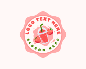 Slurpee - Strawberry Fruit Slushy logo design