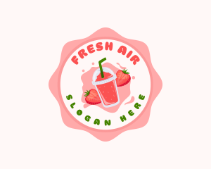 Strawberry Fruit Slushy logo design