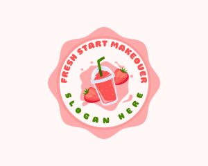 Strawberry Fruit Slushy logo design