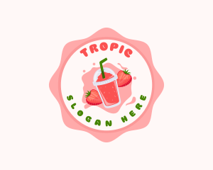 Strawberry Fruit Slushy logo design