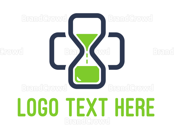 Medical Cross Time Hourglass Logo