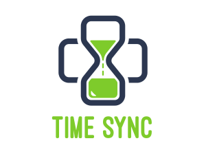 Medical Cross Time Hourglass logo design