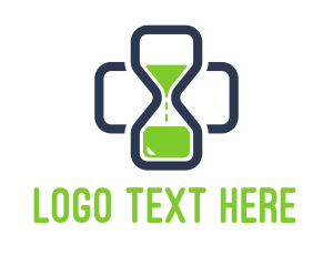 Hourglass - Medical Cross Time Hourglass logo design