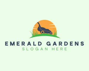 Landscaping Grass Lawn Mower logo design