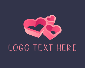 Couple - Cute 3D Heart logo design
