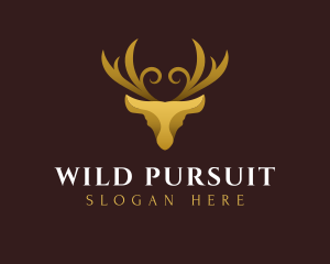 Hunt - Luxury Deer Gold logo design