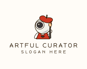 Cute Painter Robot logo design