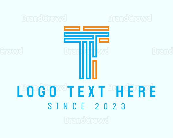 Minimalist Maze Letter T Logo
