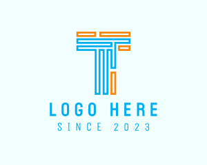 Networking - Minimalist Maze Letter T logo design