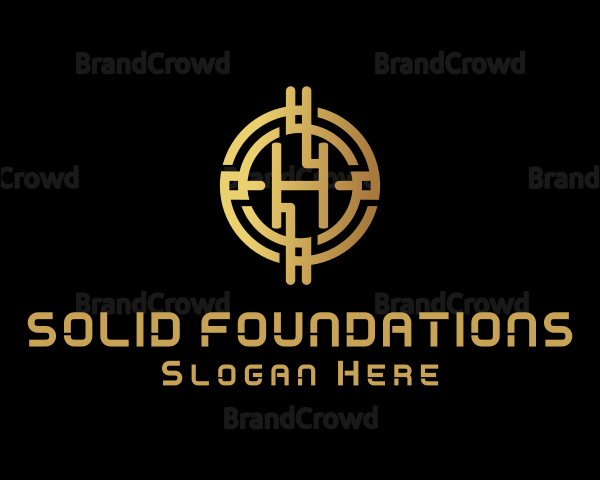 Gold Crypto Letter H Logo