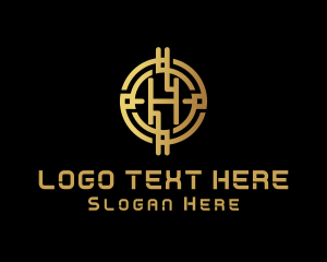 Gold Crypto Letter H logo design