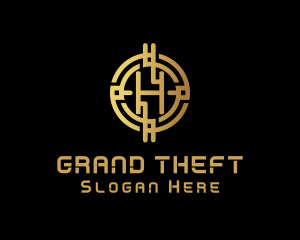 Gold Crypto Letter H Logo