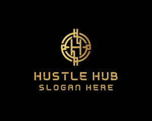 Gold Crypto Letter H logo design