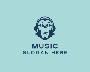 Hiphop - Monkey Headphones Music logo design